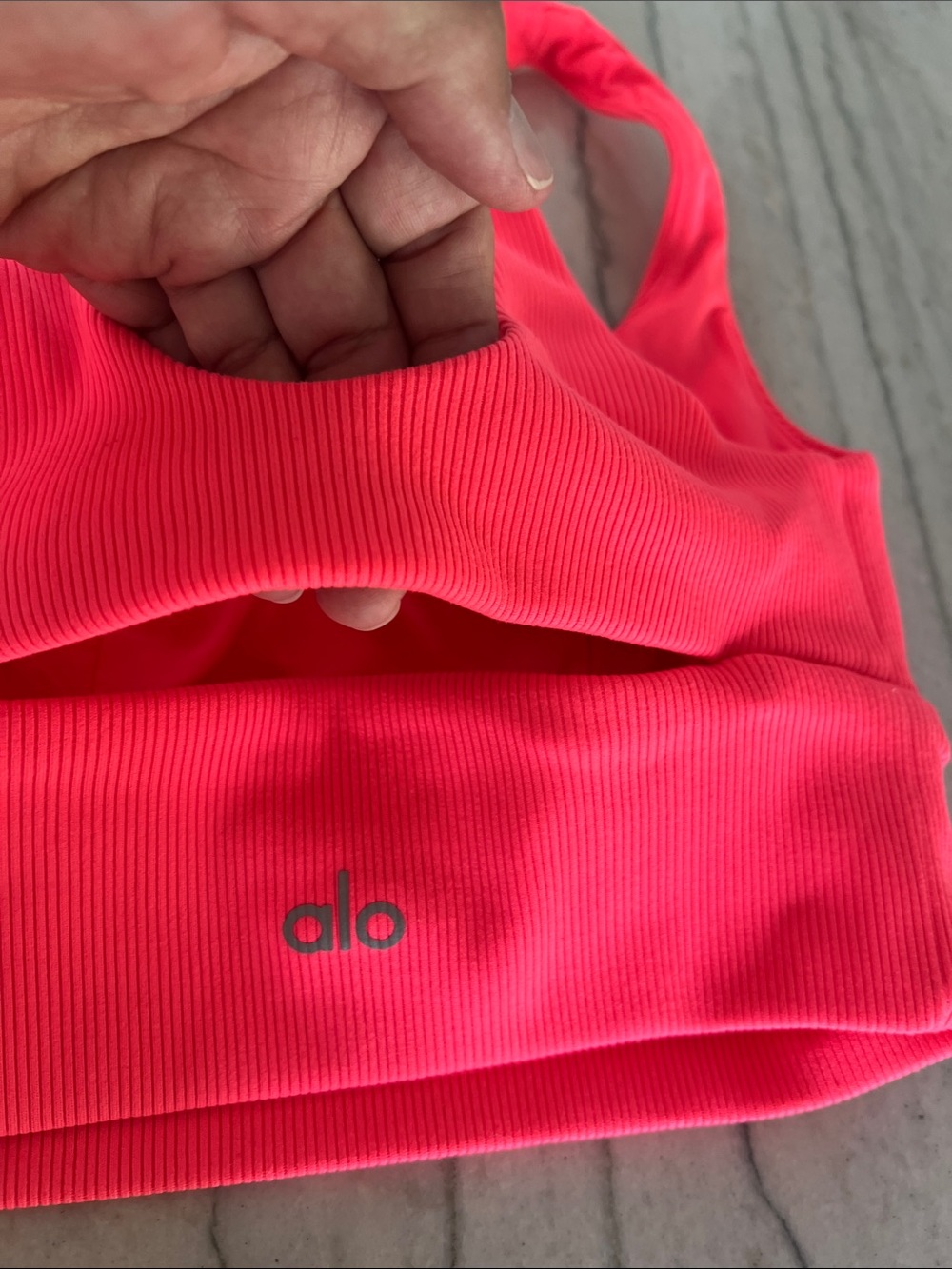 ALO Yoga Ribbed Crop Bralette - Neon Pink - Picture 3 of 6